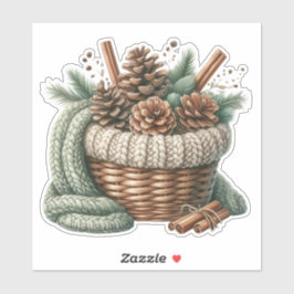 Cozy Pinecone Basket - Winter Cottagecore Sticker シール
