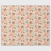 Cozy Pink & Brown Pinecones Plaid Holiday Sweater ラッピングペーパー (フラット)