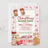 Cozy Pink Christmas Pajama Birthday 招待状 (正面)