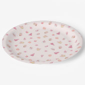 Cozy Pink Christmas Pattern ペーパープレート (アングル)