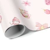 Cozy Pink Christmas Pattern ラッピングペーパー (ロールコーナー)