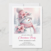 Cozy Pink Coquette Snowman Editable Christmas Kids 招待状 (正面)