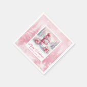 Cozy Pink Snowman Winter Forest Christmas Napkins  スタンダードカクテルナプキン (角)