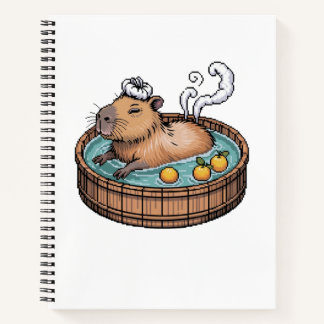 Cozy Pixel Art Zen Capybara Hot Spring ノートブック