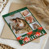 Cozy Plaid Family Collage Merry Christmas シーズンカード
