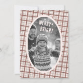 Cozy Plaid Gingham Christmas Custom Photo Collage シーズンカード (正面)