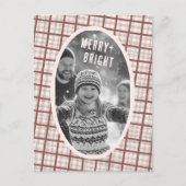Cozy Plaid Gingham Christmas Custom Photo Collage シーズンポストカード (正面)