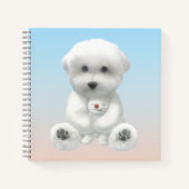 Cozy Plush Moment: Smiling Bichon Hugging Mini Pup ノートブック (正面)