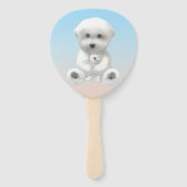 Cozy Plush Moment: Smiling Bichon Hugging Mini Pup ハンドファン (裏面)