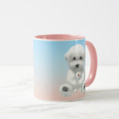 Cozy Plush Moment: Smiling Bichon Hugging Mini Pup マグカップ (正面右)