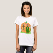 Cozy Pumpkin House Cute Autumn Fall Cartoon Design Tシャツ (正面フル)