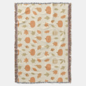 Cozy Pumpkin Spice Autumn Seamless Pattern スローブランケット (正面縦)