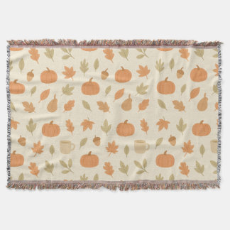 Cozy Pumpkin Spice Autumn Seamless Pattern スローブランケット