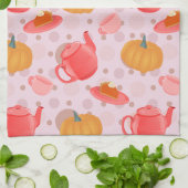 Cozy Pumpkin Tea Party シームレス キッチンタオル (折り畳み)