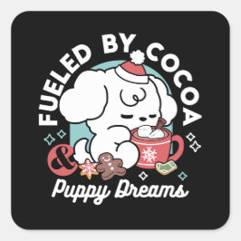 Cozy Puppy Dreams – Hot Chocolate and Christmas スクエアシール