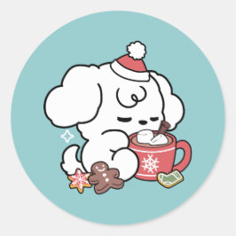 Cozy Puppy Dreams – Hot Chocolate and Christmas ラウンドシール