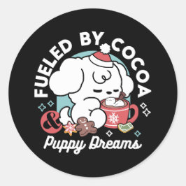 Cozy Puppy Dreams – Hot Chocolate and Christmas ラウンドシール