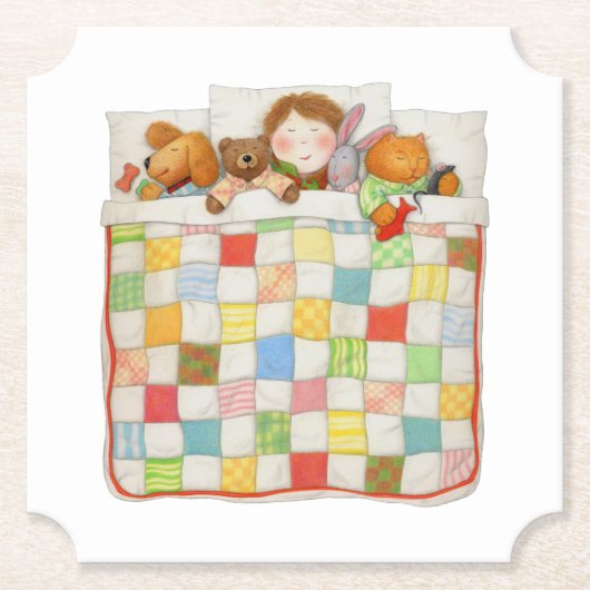 COZY QUILT チケット型 コースター 紙製 (正面)