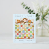 COZY QUILT 4.25x5.5フラットカー空白のド – 青 招待状 (スタンド正面)