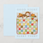 COZY QUILT 4.25x5.5フラットカー空白のド – 青 招待状 (正面/裏面)