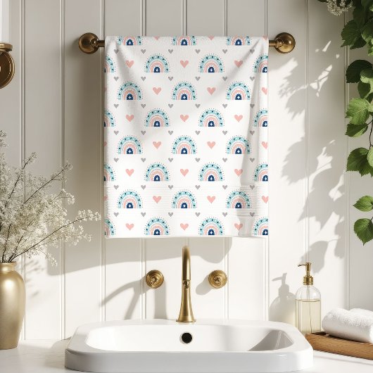 Cozy Rainbow Towels Boho Gift for Little Ones バスタオルセット