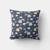 Cozy Rainy Day Pattern Throw Pillow クッション (正面)