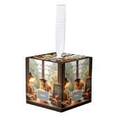 Cozy Rainy Day Squirrel Teacher Appreciation キューブオーナメント (正面アングル)