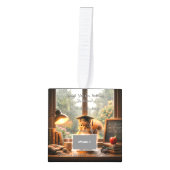 Cozy Rainy Day Squirrel Teacher Appreciation キューブオーナメント (正面)