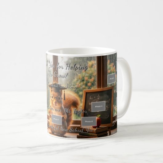 Cozy Rainy Day Squirrel Teacher Appreciation Mug コーヒーマグカップ (正面右)