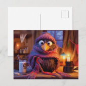 Cozy Raven Indoors With Hot Milk And Winter Outfit ポストカード (正面/裏面)