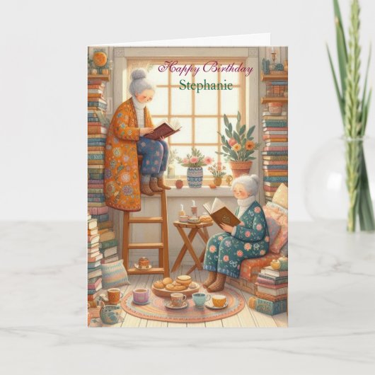 Cozy Reading Birthday Card for Book Lovers カード (正面)