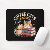 Cozy Reading Cat Coffee And Books Lover Artwork  マウスパッド (マウス)