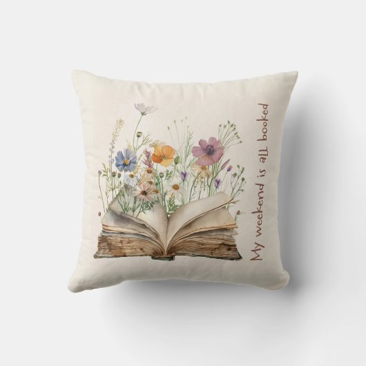 Cozy Reading Decor with Open Book & Garden Design クッション (裏面)