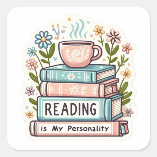 Cozy Reading Is My Personality Sticker - Pastel Bo スクエアシール (正面)