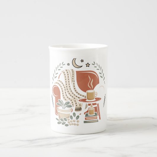 Cozy Reading Nook Coffee Lover ボーンチャイナマグカップ (正面)