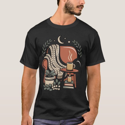 Cozy Reading Nook Coffee Lover Shirt Tシャツ (正面)