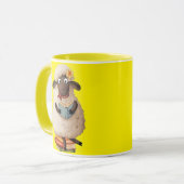Cozy Reading Sheep – Cute Animal Coffee Mug マグカップ (正面左)