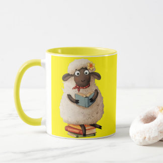Cozy Reading Sheep – Cute Animal Coffee Mug マグカップ