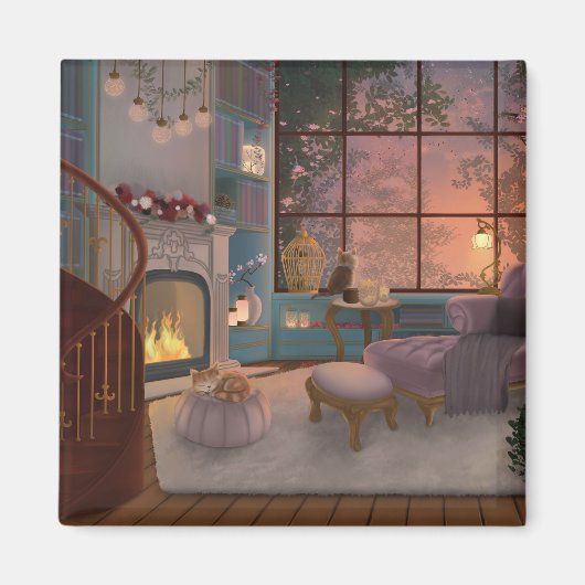 Cozy Reading Sunset Room マグネット (正面)