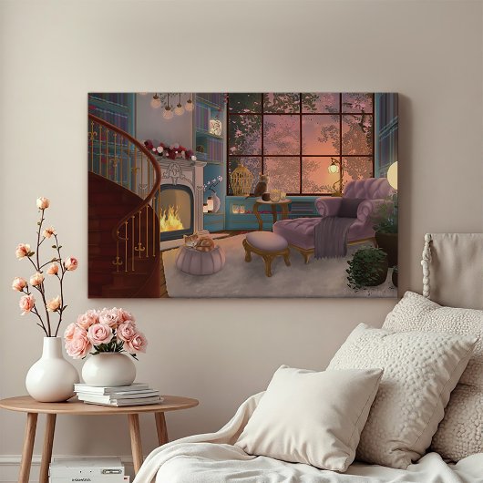 Cozy Reading Sunset Room Wall Canvas キャンバスプリント