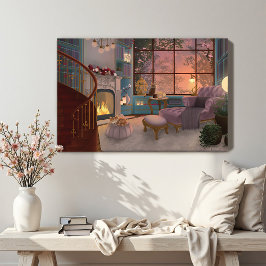 Cozy Reading Sunset Room Wall Canvas キャンバスプリント