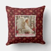 Cozy Red and Gold Angel Art Victorian Christmas  クッション (裏面)