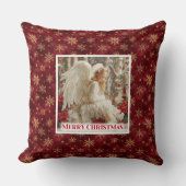 Cozy Red and Gold Angel Art Victorian Christmas  クッション (正面)