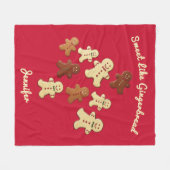 Cozy Red Gingerbread Man Christmas フリースブランケット (正面(横))