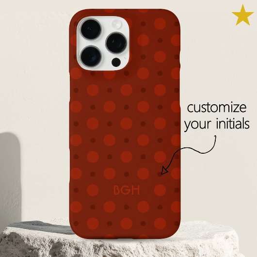 Cozy Red Orange Dots Pattern Custom Name Initials Case-Mate iPhoneケース