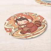 Cozy Red Panda Brew Absorbent Coaster Set ラウンドペーパーコースター (アングル)