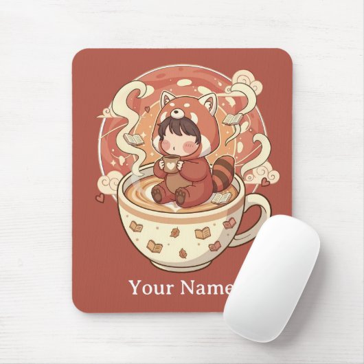 Cozy Red Panda Brew Office Mouse Pad マウスパッド (マウス)
