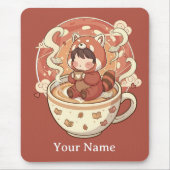 Cozy Red Panda Brew Office Mouse Pad マウスパッド (正面)