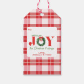 Cozy Red Plaid Christmas Joy ギフトタグ (正面)