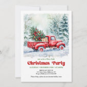 Cozy red truck Christmas scene festive invitation 招待状 (正面)